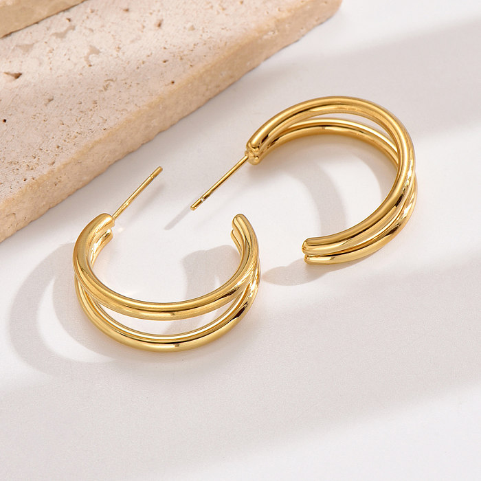 1 Pair Simple Style C Shape Stainless Steel  Polishing Plating 14K Gold Plated Ear Studs