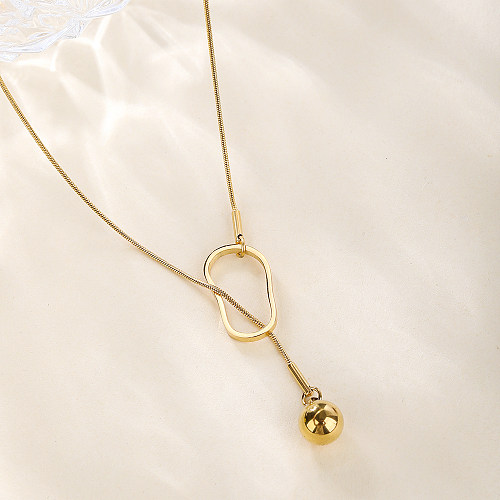 IG Style Simple Style Round Stainless Steel  Stainless Steel Plating 18K Gold Plated Gold Plated Necklace