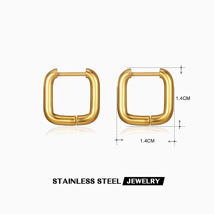 1 Pair Simple Style Square Plating Stainless Steel  18K Gold Plated Earrings