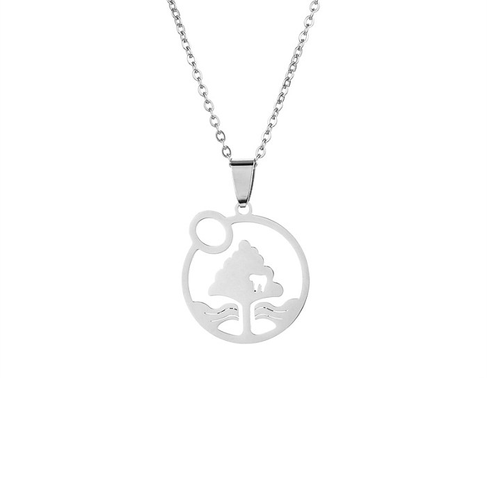 Basic Tree Basketball Tennis Racket Stainless Steel  Plating Gold Plated Pendant Necklace