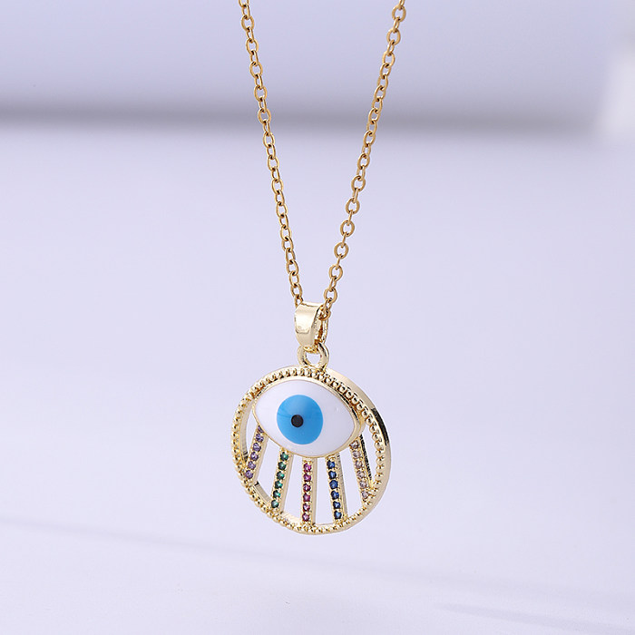 1 Personalized Stainless Steel  Devil's Eye Necklace All-Match Real Gold Plating Colorful Oil Necklace Micro Inlaid Zircon Clavicle Chain Ladies' Birthday Present