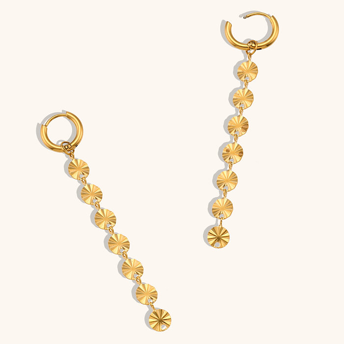 1 paire de boucles d'oreilles pendantes en acier inoxydable, placage géométrique, Style Simple