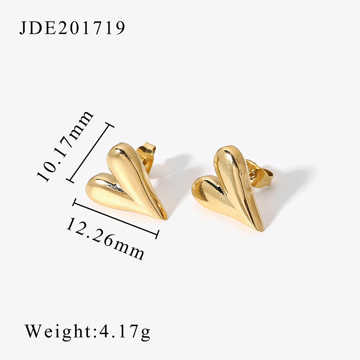 New Fashion 14K Gold Plated Stainless Steel  Heart Pendant Earrings Women's Jewelry