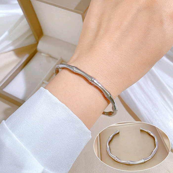 Classic Style Solid Color Titanium Steel Plating Bangle
