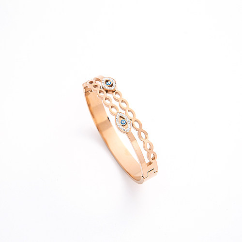 Casual Modern Style Classic Style Eye Titanium Steel 18K Gold Plated Zircon Bangle In Bulk