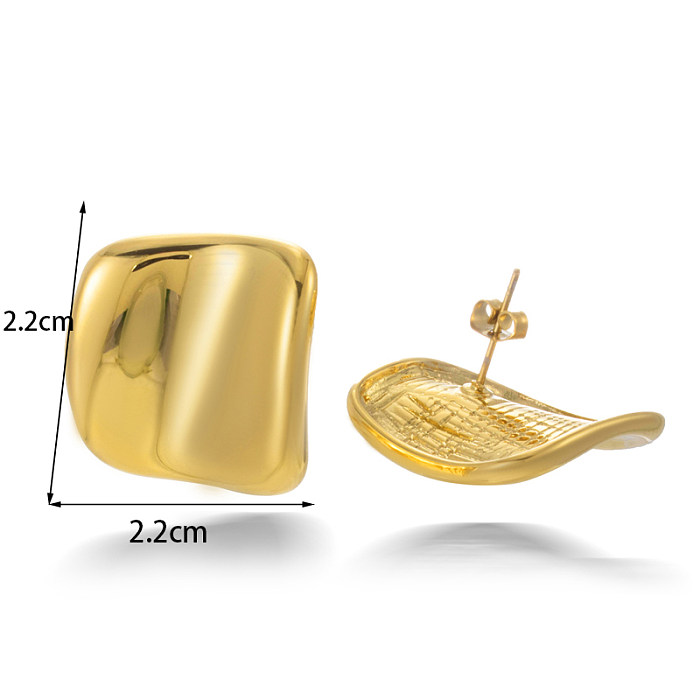 1 Pair Simple Style Solid Color Heishi Stainless Steel  18K Gold Plated Ear Studs