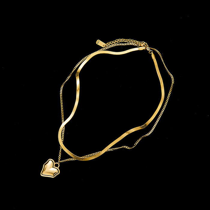 Retro-Halskette in Herzform aus Edelstahl, 1 Stück