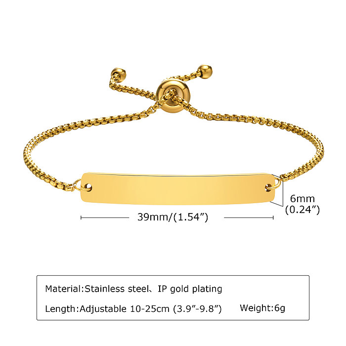 أساور IG Style بسيطة مستطيلة من الفولاذ المقاوم للصدأ مطلية بالذهب عيار 18 قيراط بكميات كبيرة