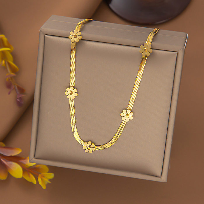 Süße Blumen-Edelstahl-Beschichtung, künstliche Perlen, künstliche Diamant-Muschel-Anhänger-Halskette