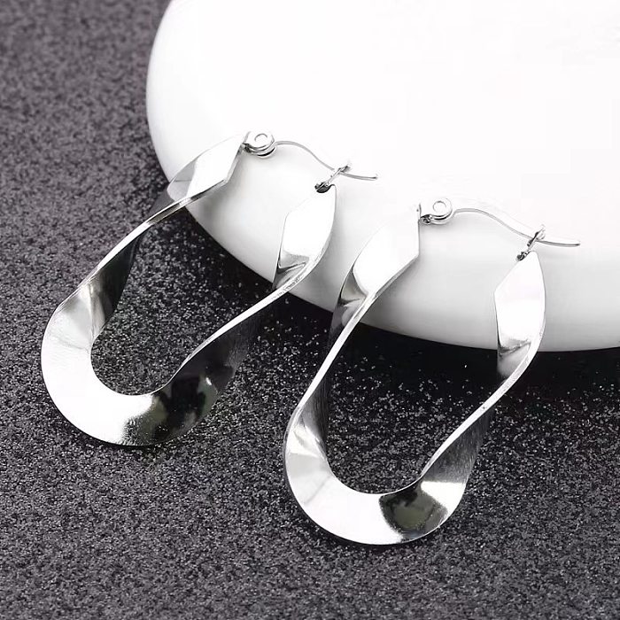 1 Pair Simple Style Irregular Plating Stainless Steel Hoop Earrings
