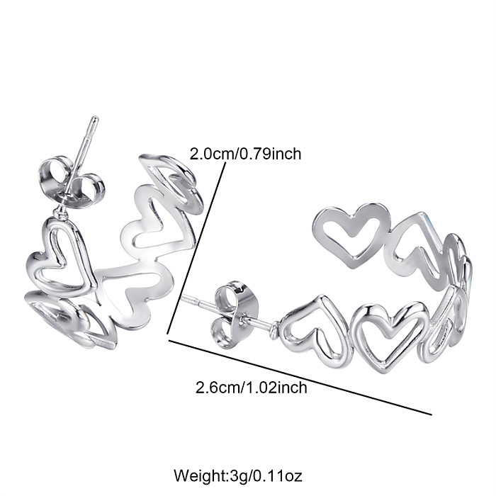 1 Pair Basic Lady Korean Style Heart Shape Plating Stainless Steel  Gold Plated Ear Studs