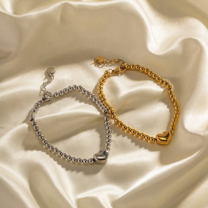 Pulseiras banhadas a ouro com revestimento de aço inoxidável em formato de coração estilo clássico