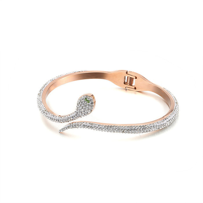 Kreatives schlangenförmiges Titanstahl-Diamant-Galvanik-18-Karat-Gold-Armband-Großhandelsschmuck