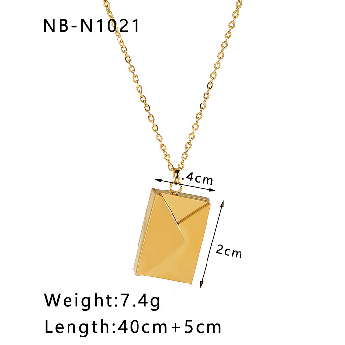 IG Style Simple Style Artistic Envelope Heart Shape Stainless Steel  Stainless Steel Plating Hollow Out Inlay Rhinestones Zircon 18K Gold Plated Gold Plated Silver Plated Pendant Necklace