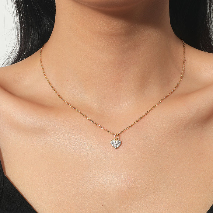 Hypoallergene Zirkon-Herz-Halskette aus Edelstahl