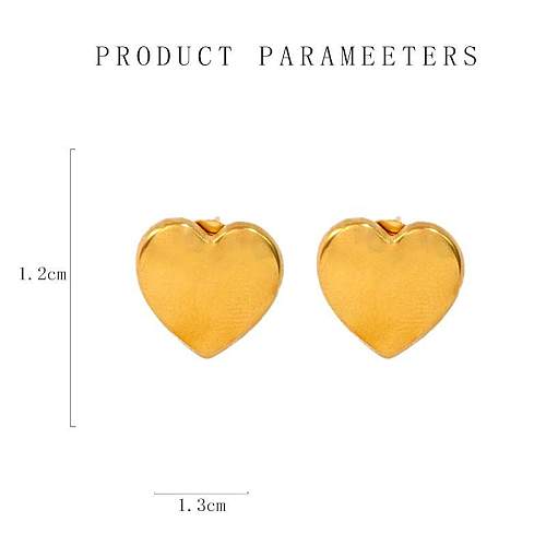 1 Pair Vintage Style Simple Style Heart Shape Plating Stainless Steel  18K Gold Plated Ear Studs