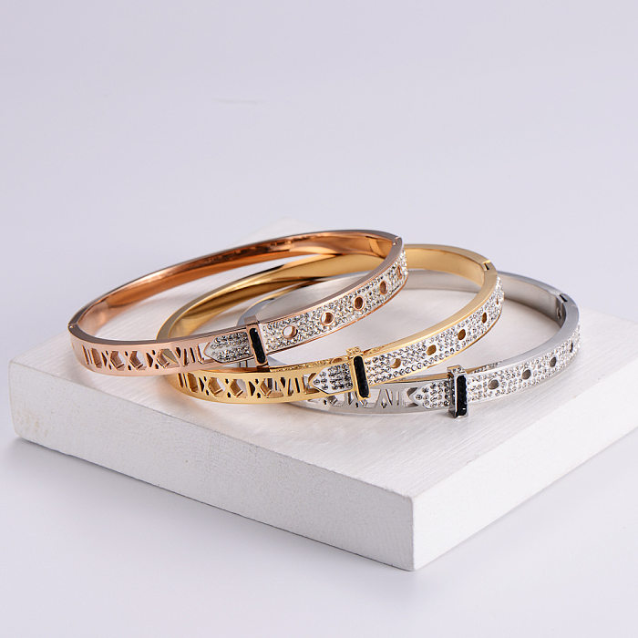 Bracelet à la mode pour femmes, bracelet en diamant creux, en acier inoxydable