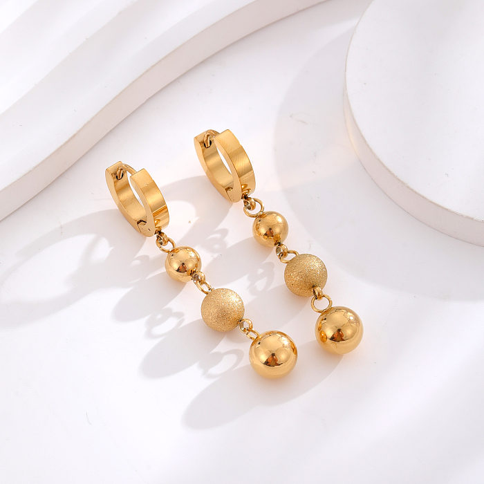 1 Pair Modern Style Classic Style Commute C Shape Ball Stainless Steel Plating Inlay Rhinestones 24K Gold Plated Earrings