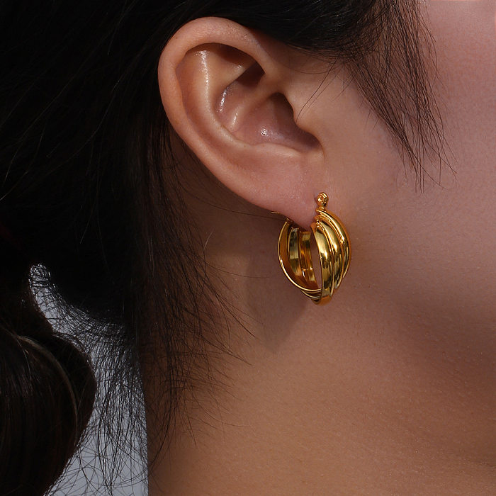 Fashion Simple Jewelry Women's Stainless Steel  Spiral Twist Earrings