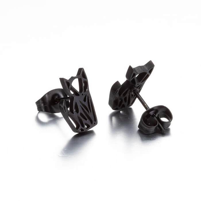 1 paire de clous d'oreilles en acier inoxydable Fashion Fox