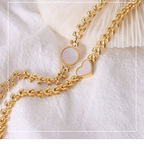 Pulseiras glam sexy redondas em forma de coração titânio banhadas a ouro 18K banhadas a prata