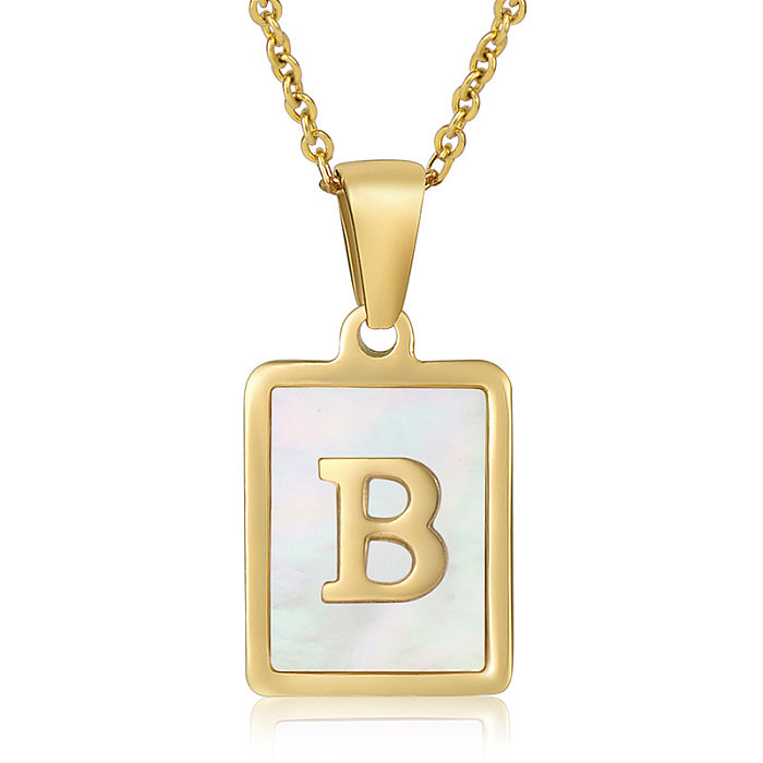 Simple Style Letter Stainless Steel  Stainless Steel Plating Inlay Shell Pendant Necklace 1 Piece
