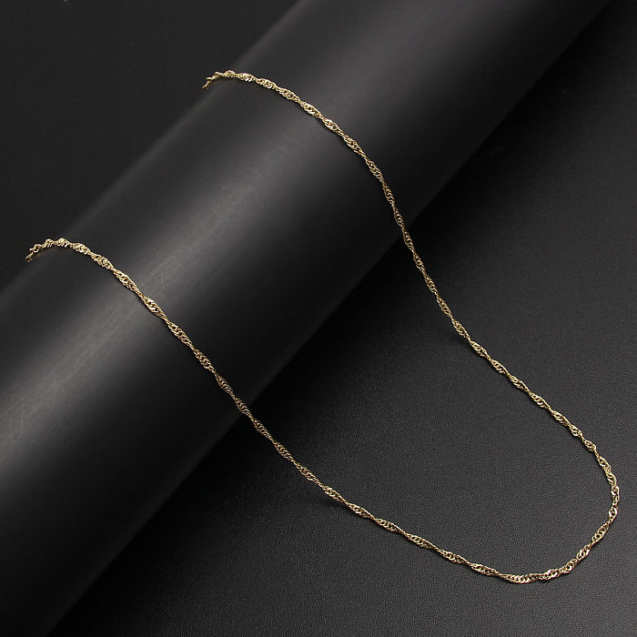 Einfache, einfarbige, vergoldete Halskette aus Edelstahl