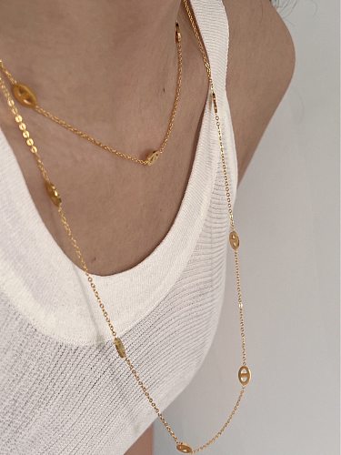 IG Style Simple Style Solid Color Stainless Steel Plating Long Necklace