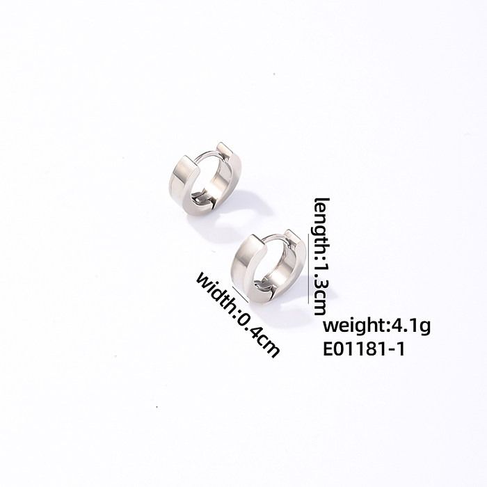 1 paire de boucles d'oreilles plaquées or blanc, Style Simple, incrustation de placage de couleur unie, en acier inoxydable, cuivre et Zircon