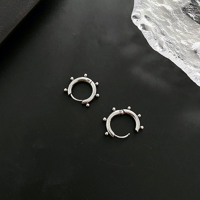 1 Pair Simple Style Round Stainless Steel Plating Earrings