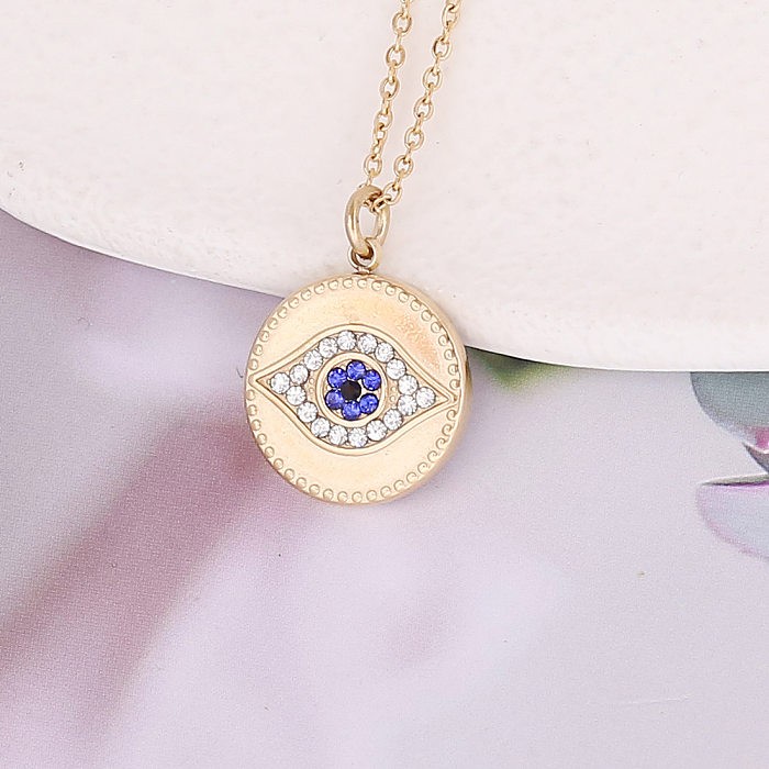 European And American Diamond Eye Necklace Fashion Stainless Steel  Pendant