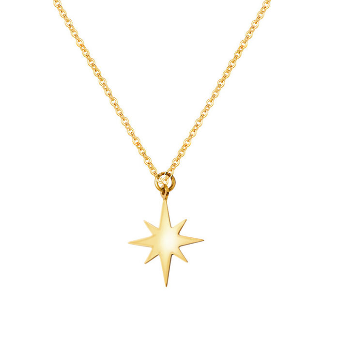 Six-pointed Star Pendant Necklace Short Stainless Steel  Female Clavicle Chain