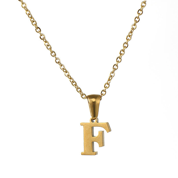 Simple Style Letter Stainless Steel  Pendant Necklace Plating Stainless Steel  Necklaces