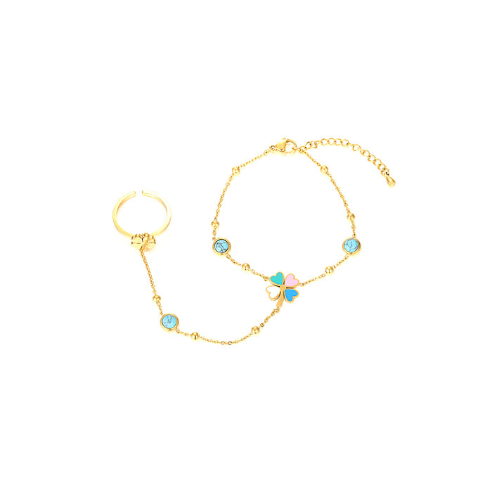 Bracelets plaqués or 18K de placage d'acier inoxydable de forme de coeur brillant de style frais