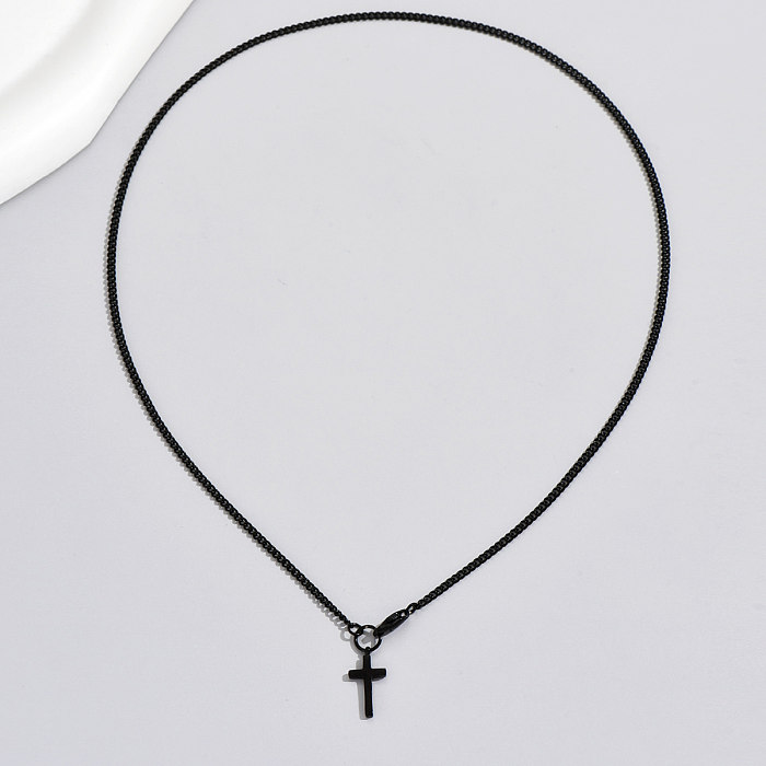 Lässige Kreuz-Anhänger-Halskette aus Edelstahl, 1 Stück