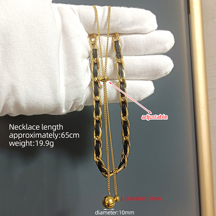 Lässige, elegante, glamouröse, runde Halskette mit 18-Karat-Vergoldung aus Edelstahl
