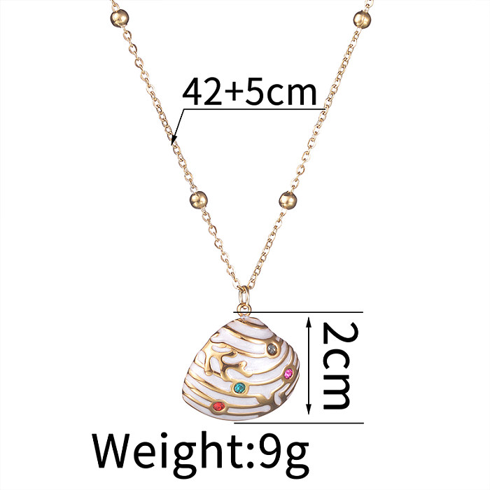 Simple Style Shell Stainless Steel  14K Gold Plated Pendant Necklace In Bulk