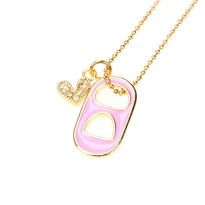 Cute Heart Stainless Steel  Necklace Inlay Zircon Copper Necklaces
