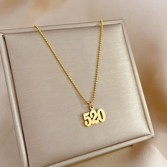 Fashion Number Stainless Steel Plating Pendant Necklace 1 Piece