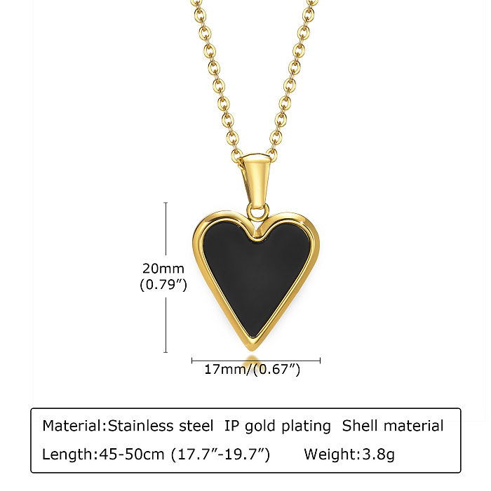 Fashion Heart Shape Stainless Steel  Necklace Plating Inlay Shell Stainless Steel  Necklaces