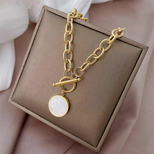 Fashion Simple Stainless Steel Necklace Plated 18K Hip-hop Thick Necklace