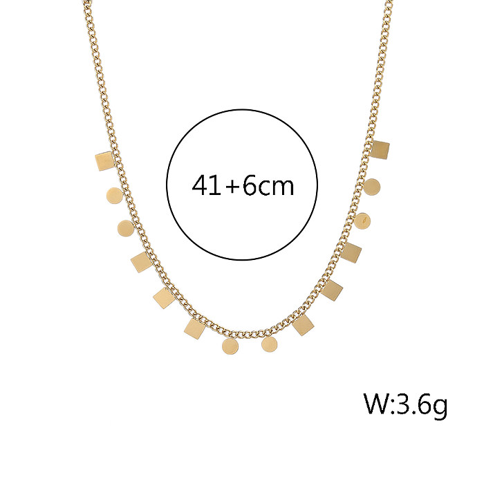 Casual Solid Color Stainless Steel  Stainless Steel Printing 18K Gold Plated Necklace