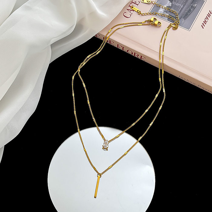 Simple Style Solid Color Stainless Steel Plating 18K Gold Plated Necklace