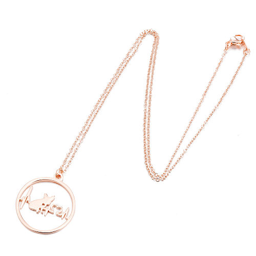 Simple Style Dog Electrocardiogram Stainless Steel  Stainless Steel Plating Hollow Out Pendant Necklace 1 Piece