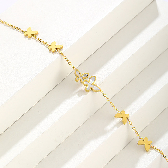 Basic Butterfly Stainless Steel Plating 18K Gold Plated Bracelets
