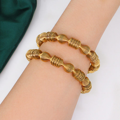 Wholesale Classic Style Solid Color Stainless Steel Plating Gold Plated Bangle