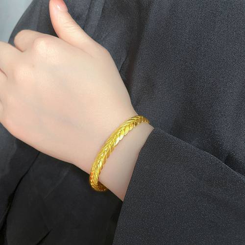 Simple Style Grain Titanium Steel Cuff Bracelets In Bulk