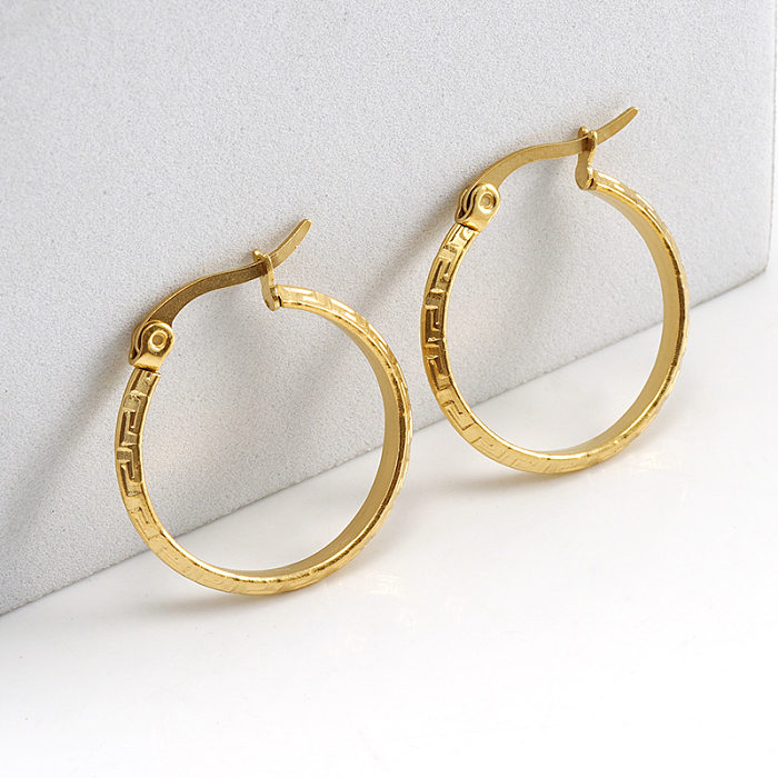 Simple Style Round Stainless Steel  Hoop Earrings Gold Plated Stainless Steel  Earrings