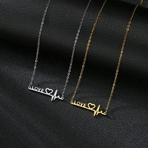 Cross-border Hot-selling Letters LOVE Love Heartbeat Stainless Steel Necklace