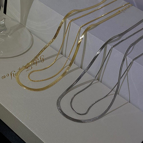 Mehrschichtige Halsketten im INS-Stil mit einfarbiger Edelstahlbeschichtung, 1 Stück